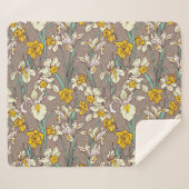 Iris Narcissus Flowers  Naadloos Sherpa Deken (Voorkant (horizontaal))