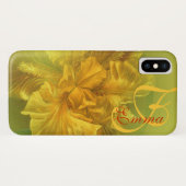 Iris nommé coque iphone jaune floral d'art (Dos (Horizontal))