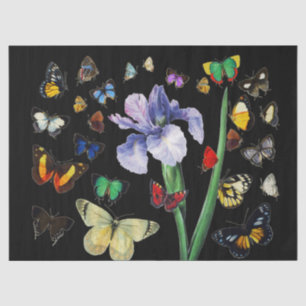 IRIS ONG COLORFUL BUTTERFLIES Black Floral Tissuepapier