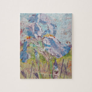 Iris op collage-schilderij / Kunstenaar Larry Lere Legpuzzel