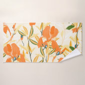 Iris orange : motif floral transparent (Serviette de bain)
