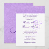 Iris Paars en White Damask Wedding Invitation Kaart (Voorkant / Achterkant)