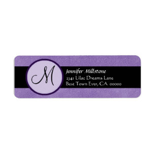 IRIS PAARSE & ZWARTE Bruiloft Monogram Adreslabel Etiket