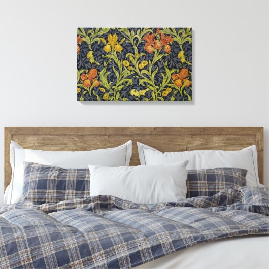 Iris Pattern (door William Morris) Canvas Afdruk (Insitu (Slaapkamer))