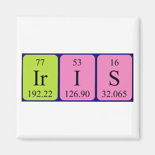 Iris periodiek table name magnet magneet (Voorkant)