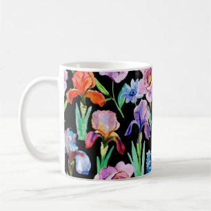 Iris Pioen Waterverf Bloemen Patroon Koffiemok