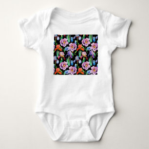 Iris Pioen Waterverf Bloemen Patroon Romper