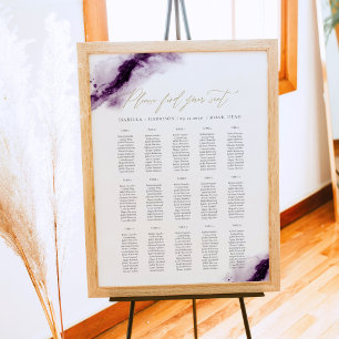 IRIS Plum Paars Waterverf Gold Seating Chart Poster