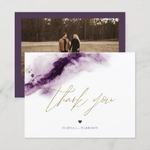 IRIS   Plum Paarse Waterverf Gold Bedankt voor je  Kaart