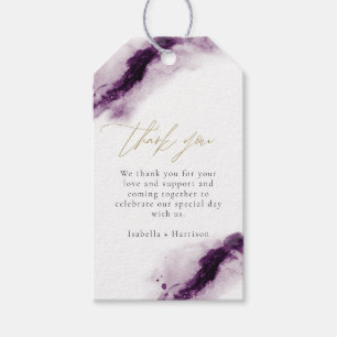 IRIS Plum Paarse Waterverf Splash Gold Favor Cadeaulabel
