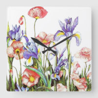 Iris & Poppy Flowers Waterverf Floral
