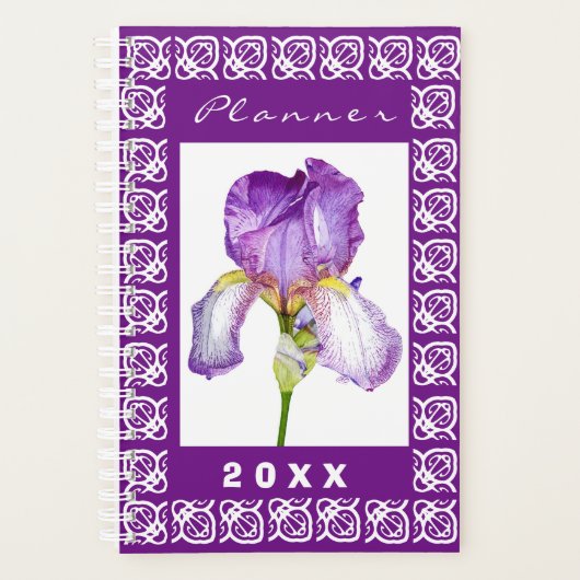 Iris pourpre | Aquarelle Floral Art Planner (Devant)