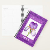 Iris pourpre | Aquarelle Floral Art Planner (Devant avec enveloppe)