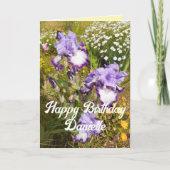 Iris pourpre et carte florale de fleurs (Devant)