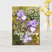 Iris pourpre et carte florale de fleurs (Fleur jaune)