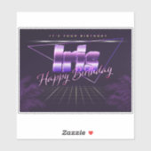 Iris prénom nom autocollant lilas rétro anniversai (Feuille)