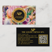 *~ Iris QR Rose AP10 Fleurs Carte de visite Or (Devant / Derrière)
