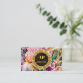 *~ Iris QR Rose AP10 Fleurs Carte de visite Or (Debout devant)