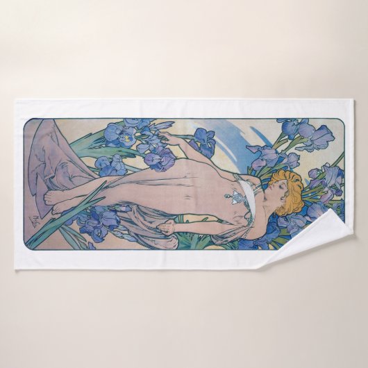 Iris (Quatre Fleurs), Alphonse Mucha (Serviette de bain)