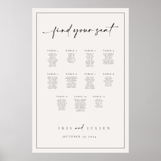 Iris Seating Chart Poster (Voorkant)