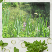 Iris serviette de thé de photo de parc par étang, (Plié)