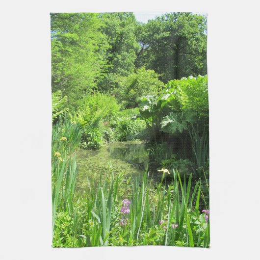 Iris serviette de thé de photo de parc par étang, (Vertical)