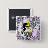 Iris Shadow Fairy Vierkante Button 5,1 Cm (Voorkant /achterkant)