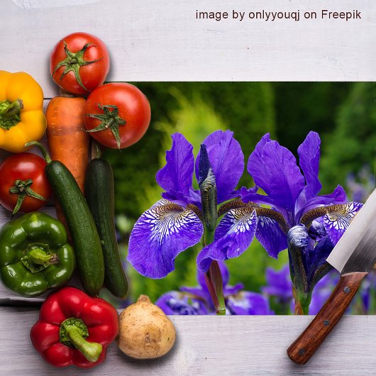 Iris sibirica bloemenfotografie snijplank