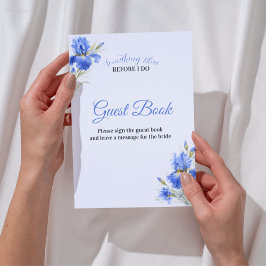 Iris Something Blue Bridal Shower Guest Book Sign Kaart