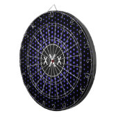 Iris Techno Stippen Modern Monogram Dartbord (Voorkant Rechts)