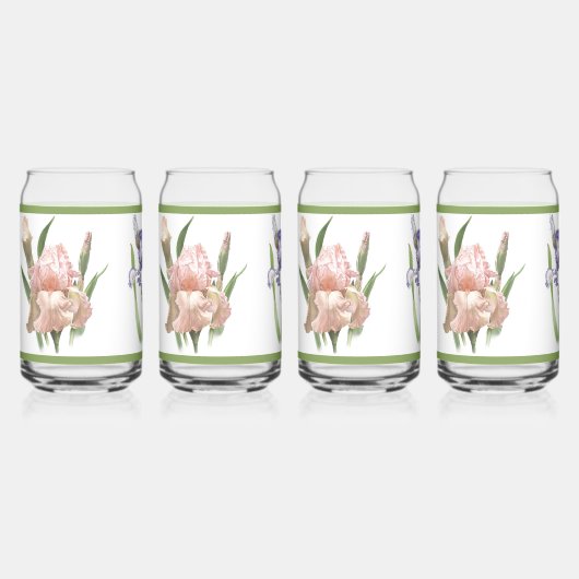 Iris tuin drie bloemen botanische kunst blikvorm glas (Voorkant)