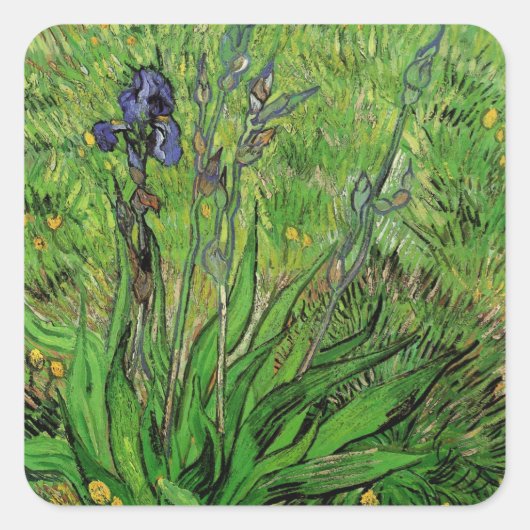 Iris van Vincent van Gogh,  Garden Flowers Vierkante Sticker (Voorkant)