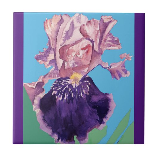 Iris violet Fleurs d'aquarelle irises Carreaux en  (Devant)