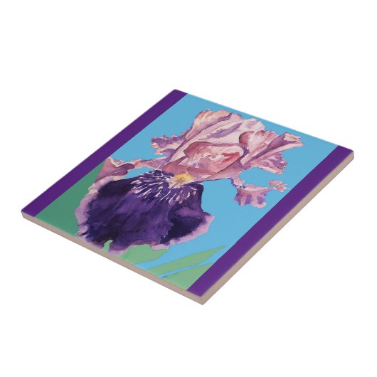 Iris violet Fleurs d'aquarelle irises Carreaux en  (Côté)