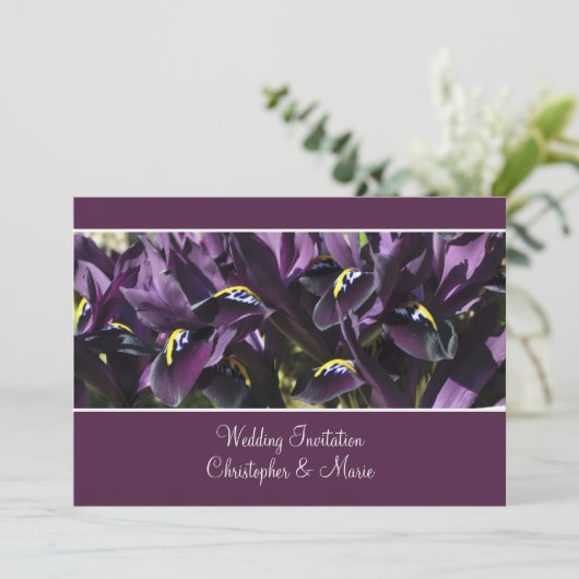 Iris violet velouté Faire-part de mariage (Debout devant)