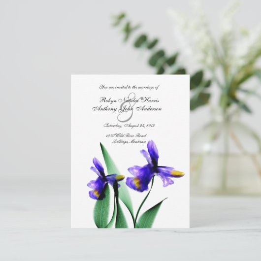 Iris Waterverf Land Garden Weddenschap Kaart (Staand voorkant)