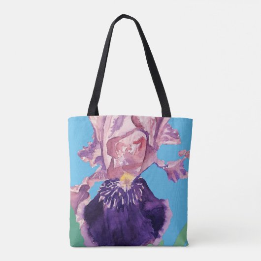 Iris Waterverf Paarse bloem Canvas tas (Achterkant)