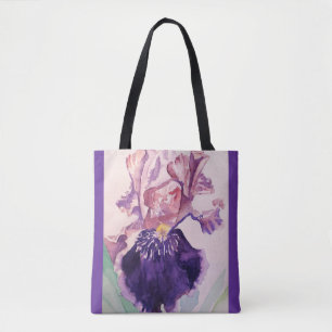 Iris Waterverf Paarse bloem Canvas tas