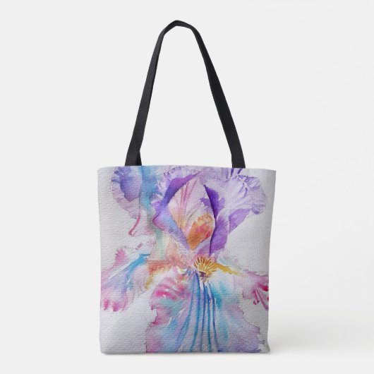 Iris Waterverf Paarse bloem Canvas tas (Achterkant)