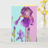 Iris Waterverfschilderij Paarse bloem Bloemschilde Kaart (Gele Bloem)