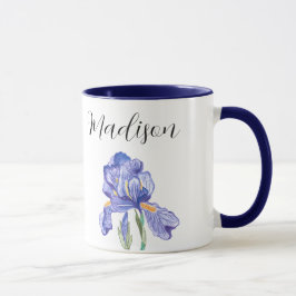 Irisbloem gepersonaliseerde naam mok (stijl: Madis