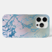 iriserend marmer | Trendy Faux Holo Blauw Roze Case-Mate iPhone Case (Achterkant (horizontaal))