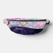 Iriserend paarse zilveren faux glitter monogram DU Heuptasje (Liggend)