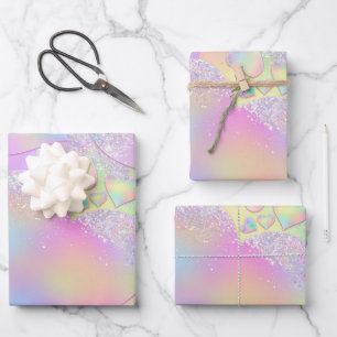 Iriserend regenboog hartpapier inpakpapier vel