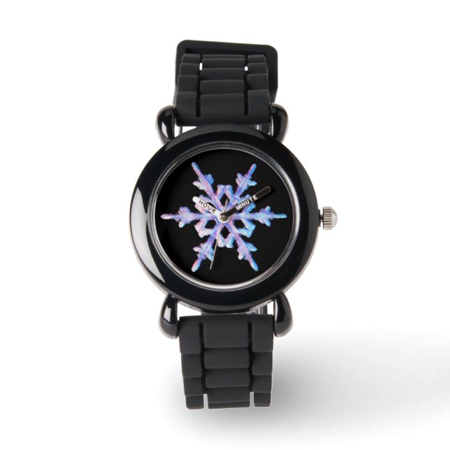 Iriserend sneeuwvlokhorloge horloge (Voorkant)