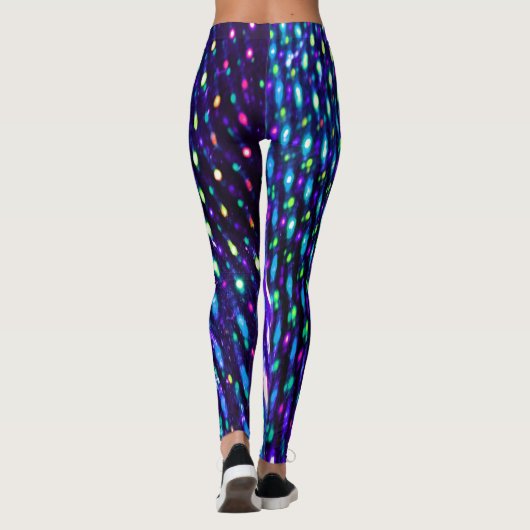 Iriserende Blauwe Lichten Veelkleurige Heldere Leg Leggings (Achterkant)