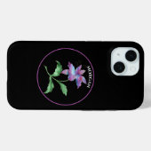 Iriserende bloem, Paarse cirkel op zwart, naam Case-Mate iPhone Case (Achterkant (horizontaal))