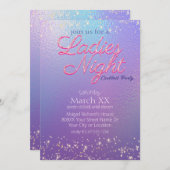 Iriserende dames nacht cocktail party kaart (Voorkant / Achterkant)