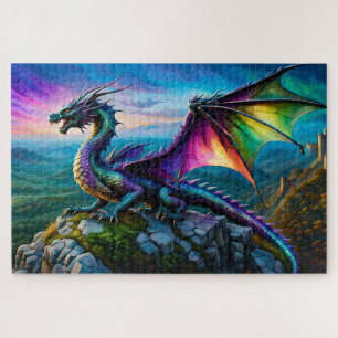 Iriserende draak bewaakt zijn land legpuzzel