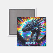 Iriserende draak met levendige achtergrond magneet (Voorkant / Achterkant)